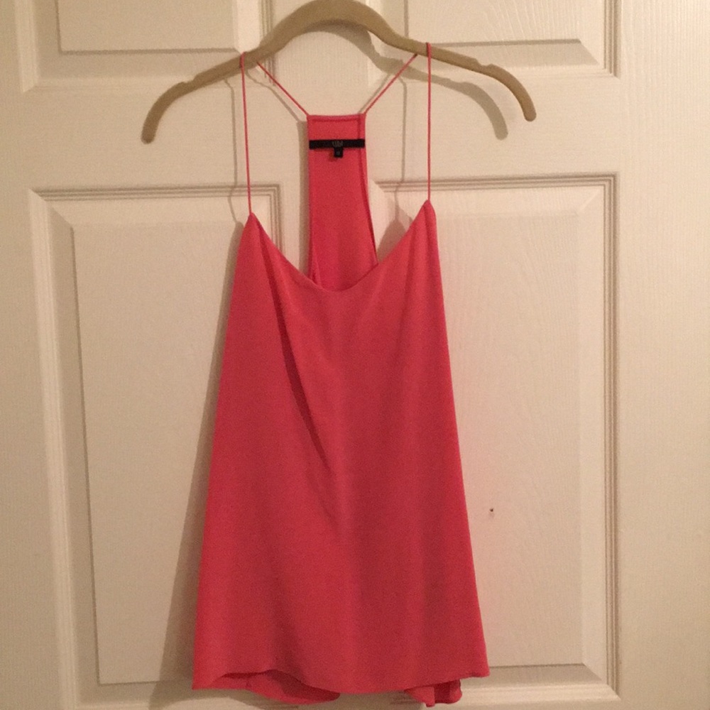 Coral Tibi Silk Racerback Tank